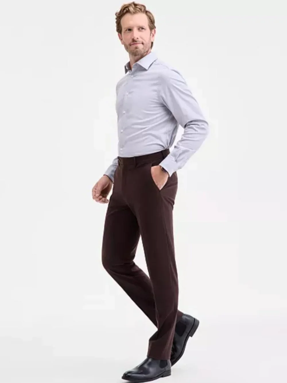 Calvin Klein Men's Slim Fit Solid Dress Pants Brown Work Slacks 30W x 30L